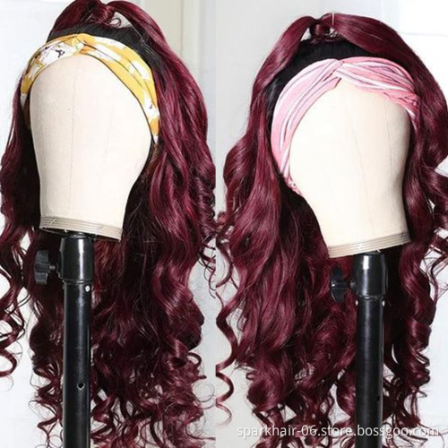 OEM Wholesale Headband Wig Human Hair For Black Women,Remy Human Hair Body Wave Wigs,Headband Kinky Ponytail Human Hair Wig